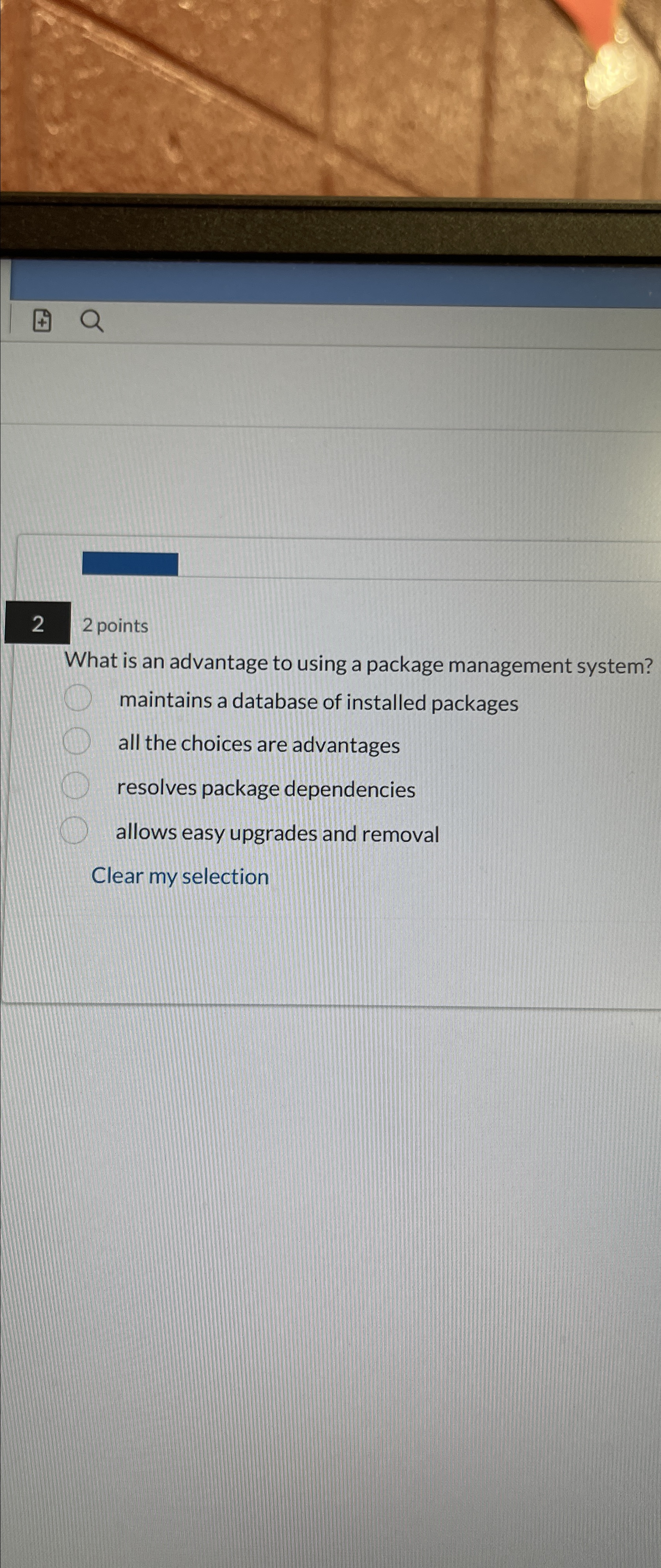  2 2 points What is an advantage to using a package