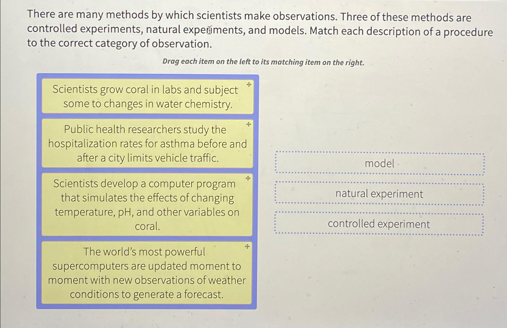  There are many methods by which scientists make observations. Three of