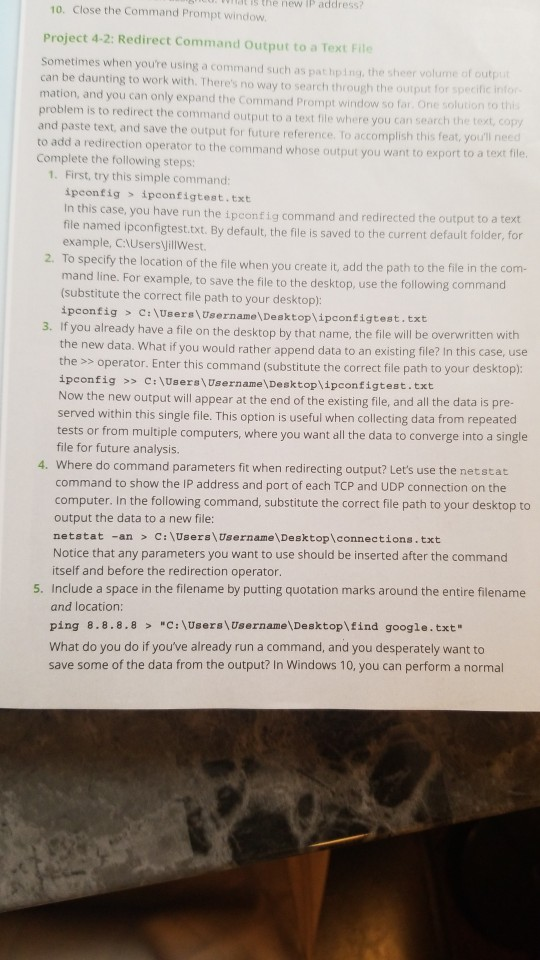How to redirect command output to a text file? the new IP