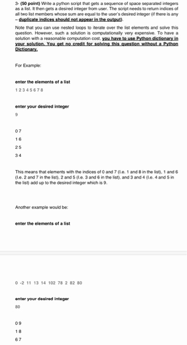  3. (50 point) Write a python script that gets a sequence