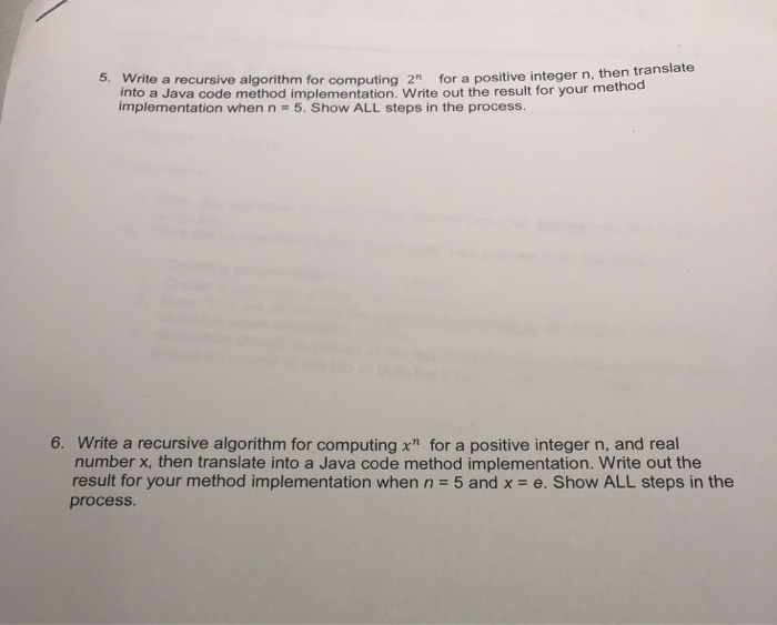  Write a recursive algorithm for into a Java code method implementation.
