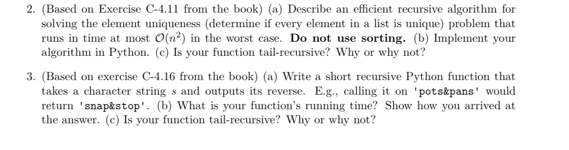  (Based on Exercise C-4.11 from the book)(a) Describe an efficient recursive