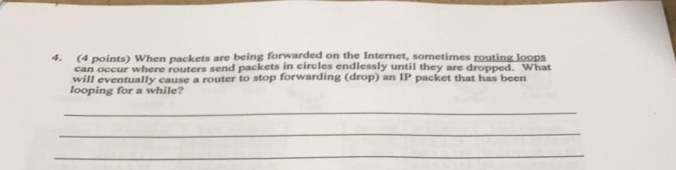 when packets are being forward on the internet, sometimes routing loops can