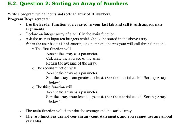  Can you write this program for me in C++? E.2. Question