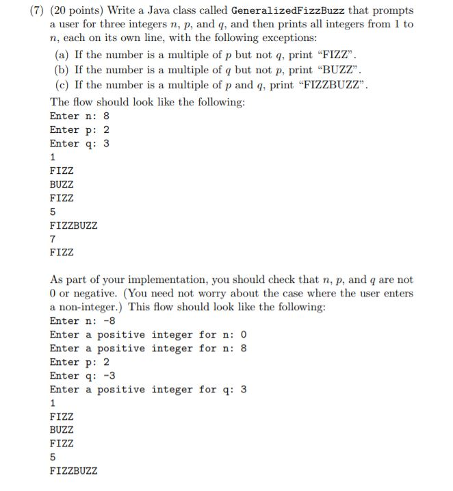 any help greatly appreciated (7) (20 points) Write a Java class