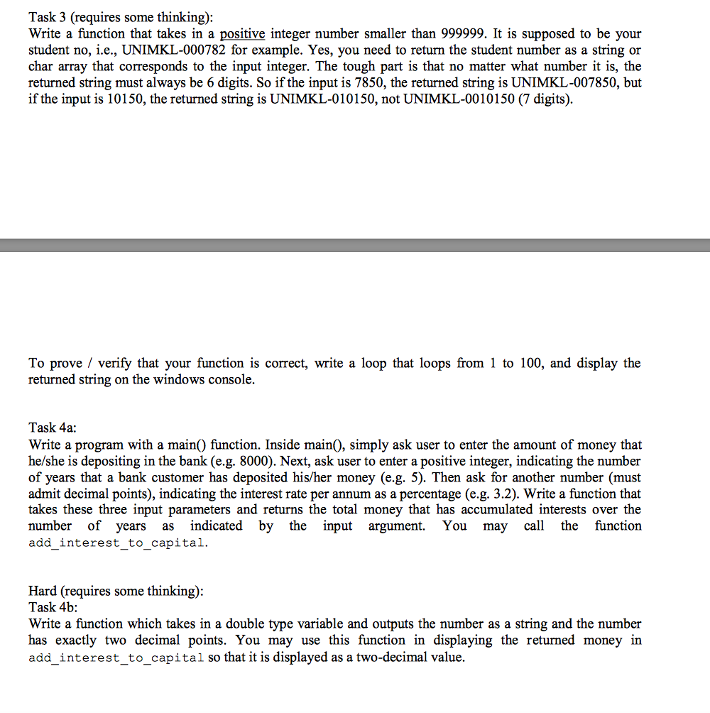 This question is by using C++ program: Task 3 (requires some thinking):