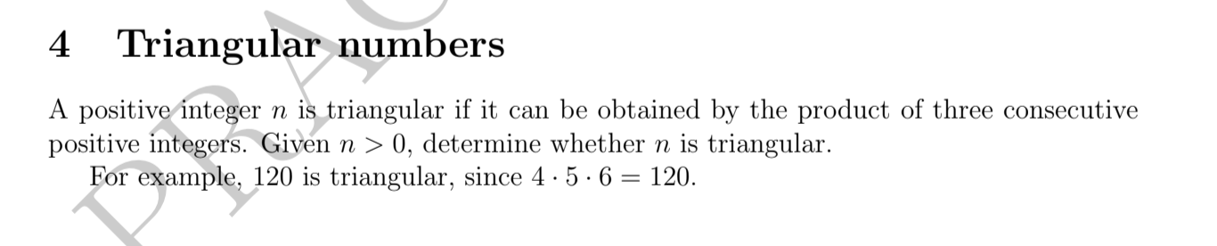Please answer in C++. 4 Triangular numbers A positive integer n is