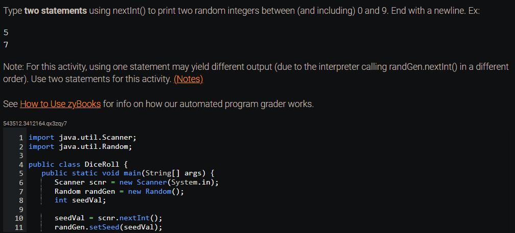  Type two statements using nextInt() to print two random integers between