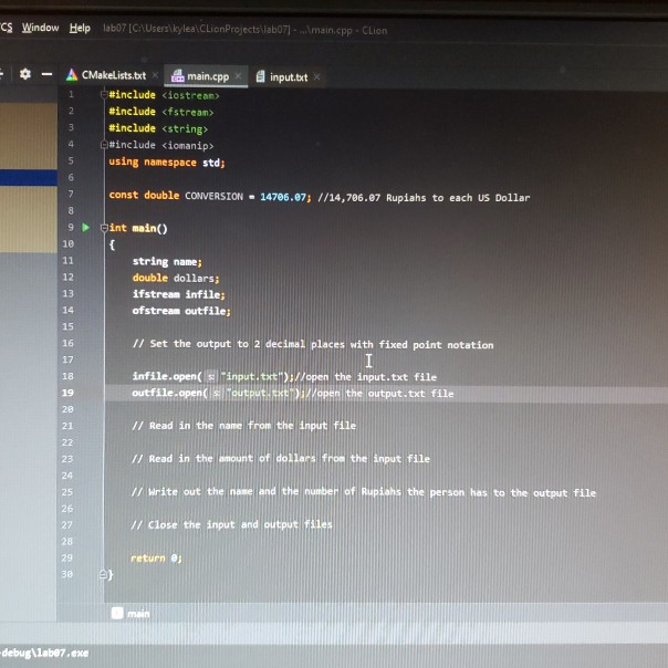 How do I read the name on the input file and not