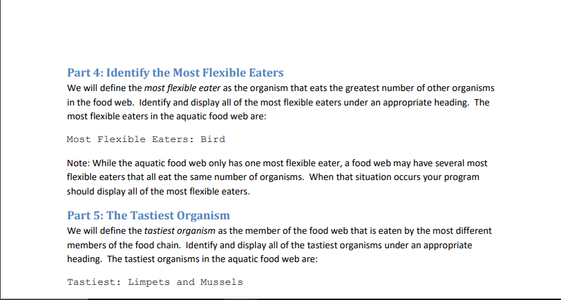 of predator-prey relationships from a file, store them in a data structure,