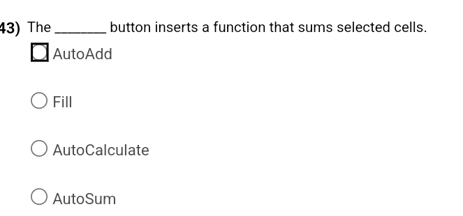  The button inserts a function that sums selected cells. AutoAdd Fill