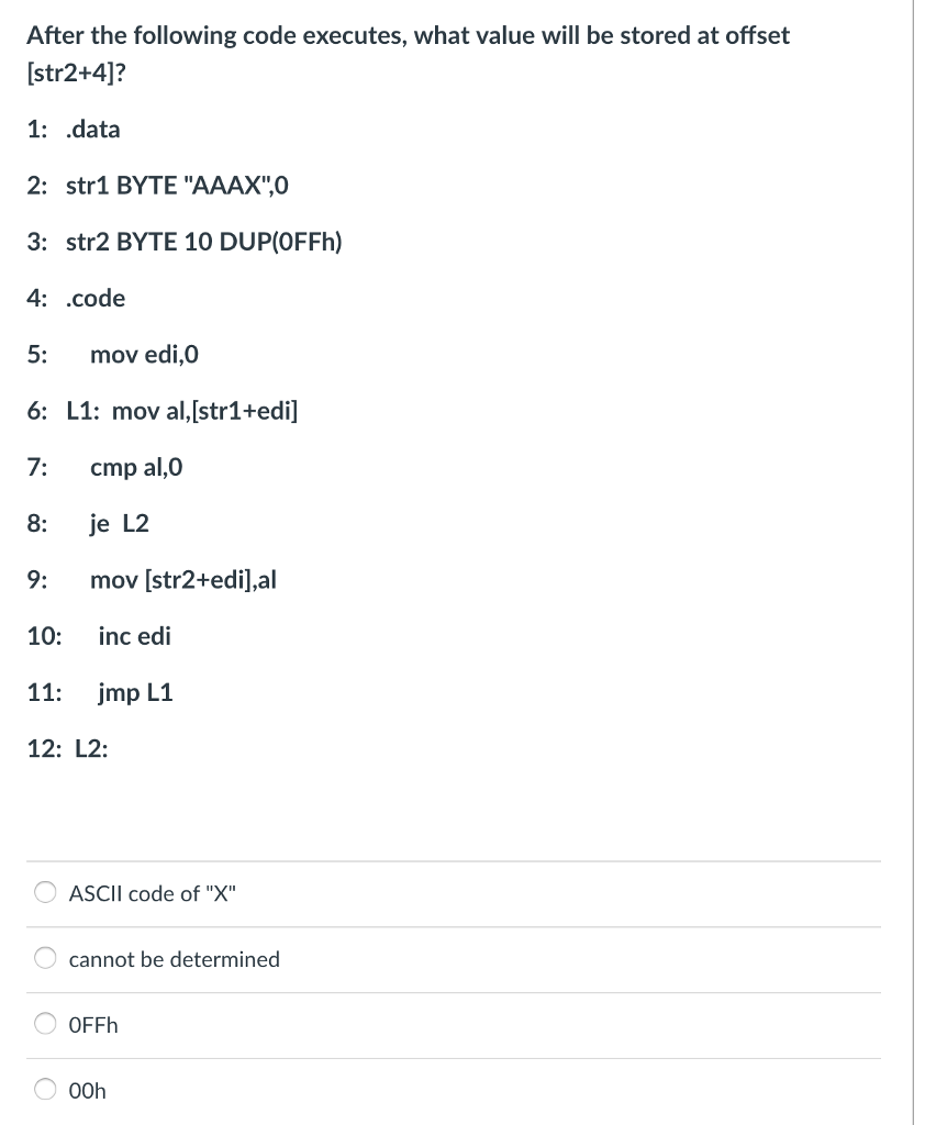  assembly language question, which one is the correction answer? After the