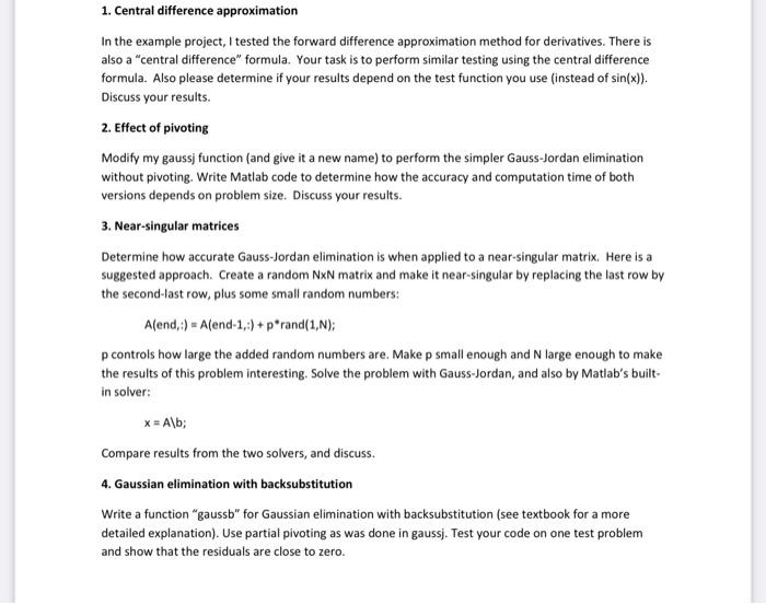  1. Central difference approximation In the example project, I tested the