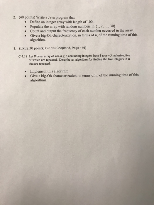  2. (40 points) Write a Java program that Define an integer