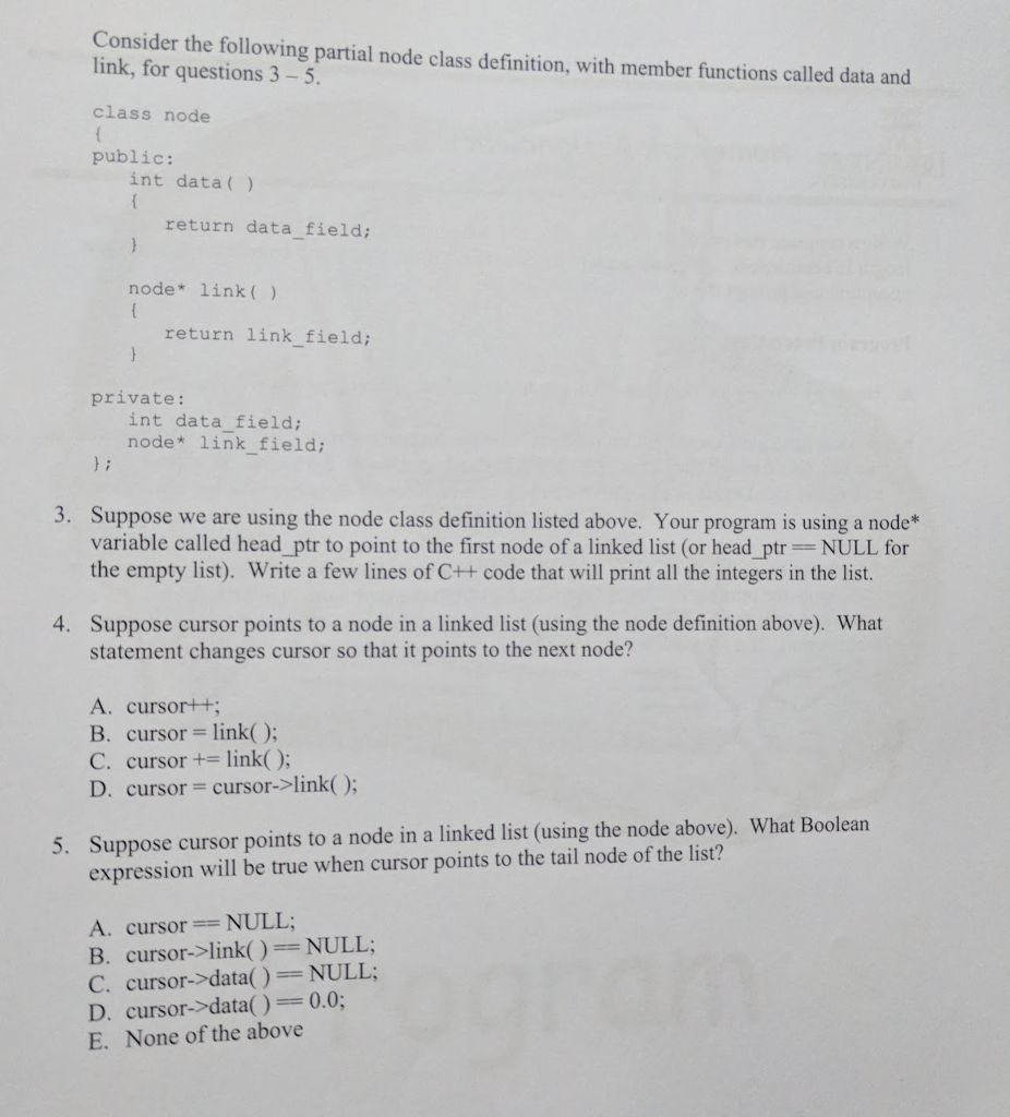 C++ Code Help 1. What distinguishes a linked list from an array?