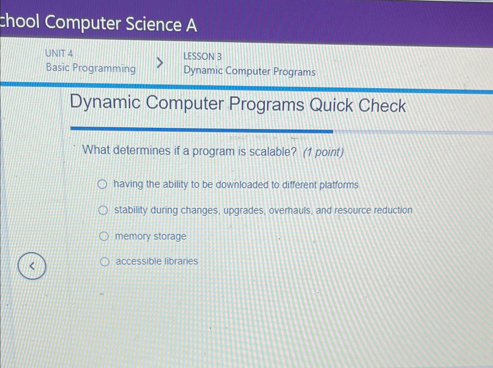  chool Computer Science A UNIT 4 LESSON 3 Basic Programming Dynamic