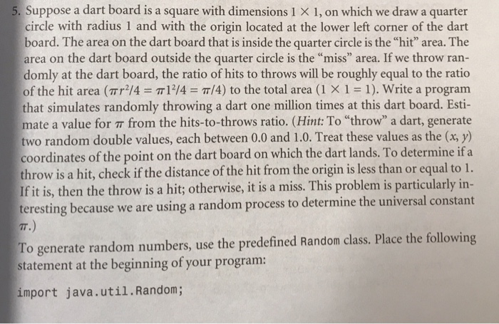  //Using java language programming 5. Suppose a dart board is a