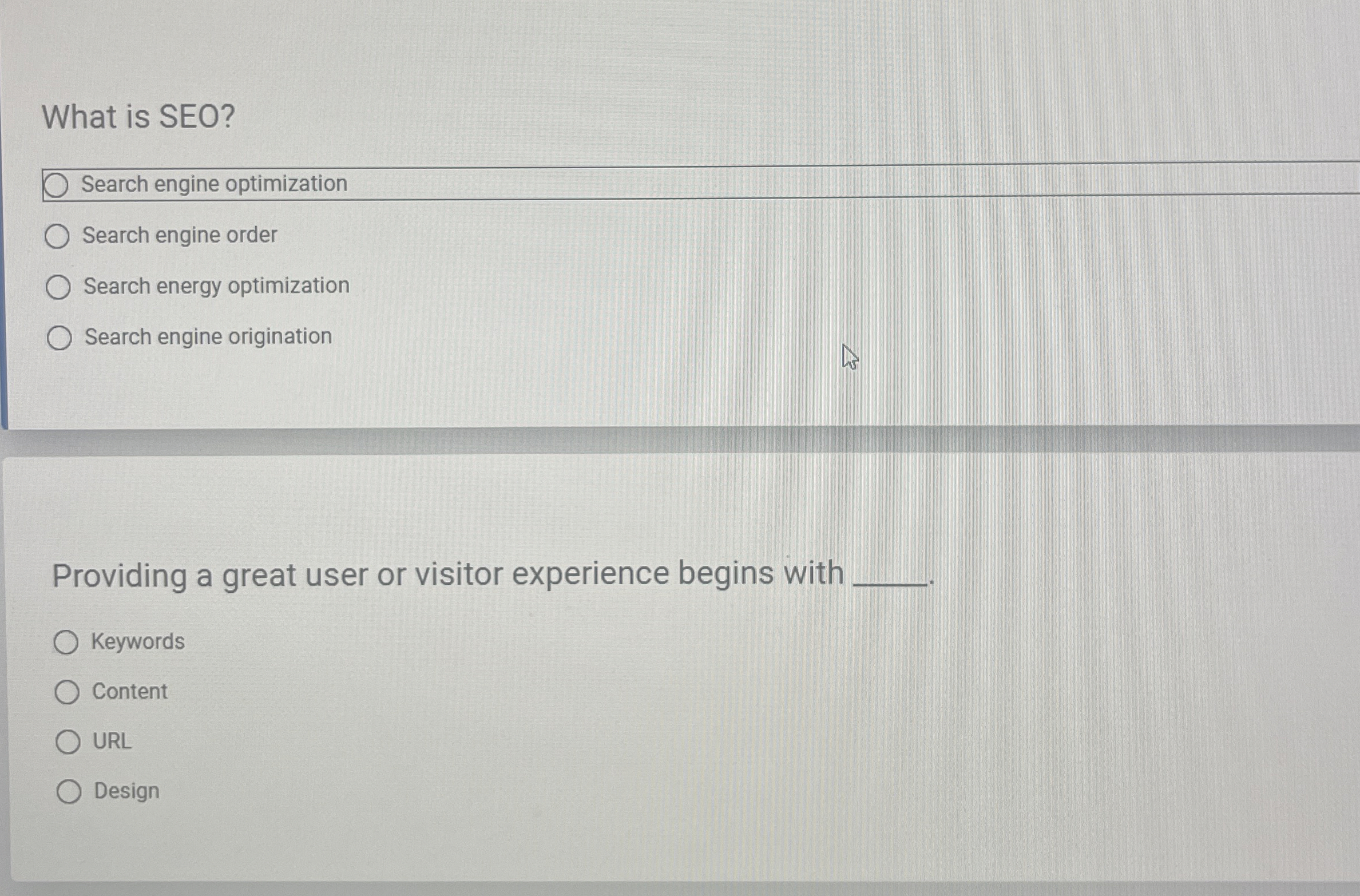  What is SEO? Search engine optimization Search engine order Search energy