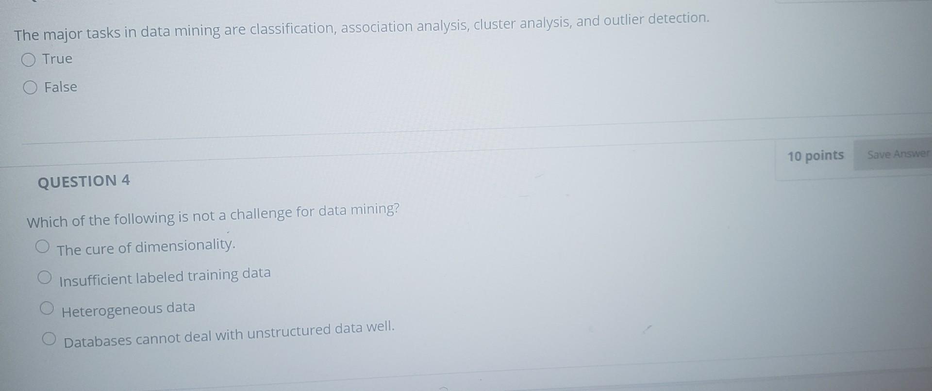 The major tasks in data mining are classification, association analysis, cluster