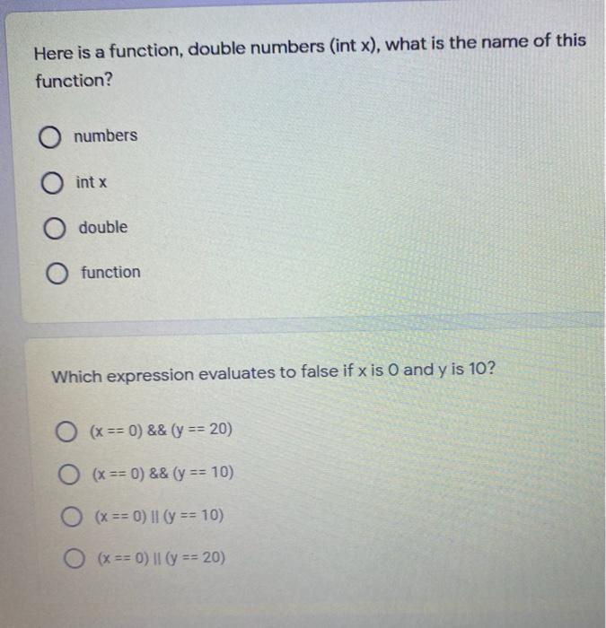  Here is a function, double numbers (int x), what is the