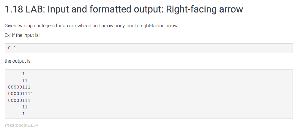 java 1.18 LAB: Input and formatted output: Right-facing arrow Given two input