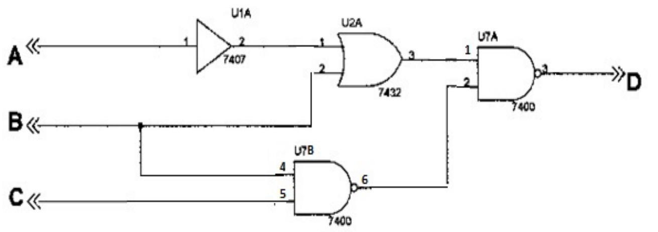  If A=1, B=0, C=0 and U1A is replaced with a NOT