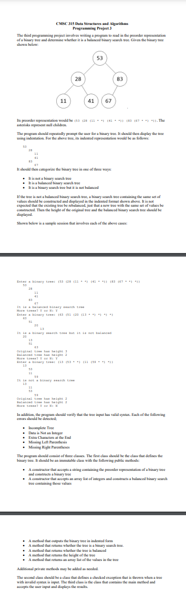  The third programming project isvolves writing a program to read in