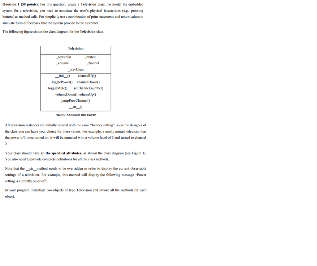 language is python Question 1 (50 points): For this question, create a