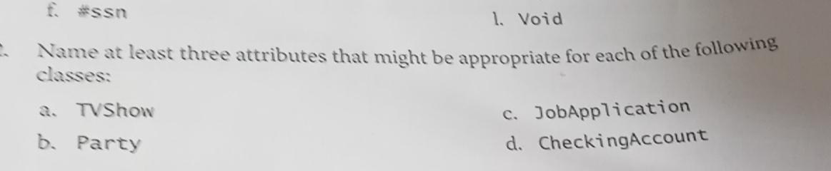  f., issn Void Name at least three attributes that might be