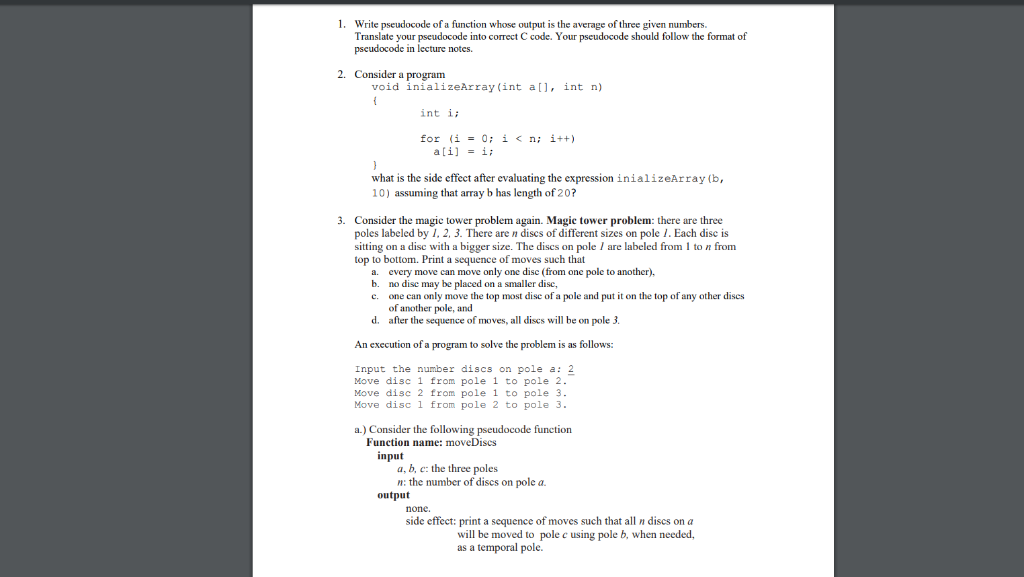  Need help in Question no. 2, 3 1. Write pseudocode of