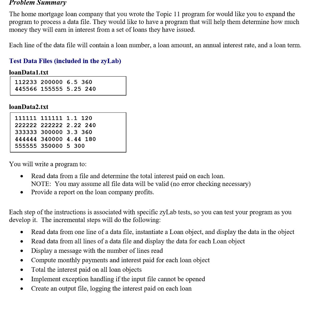  public class ModLoan { private int loanNumber;// a six-digit integer with
