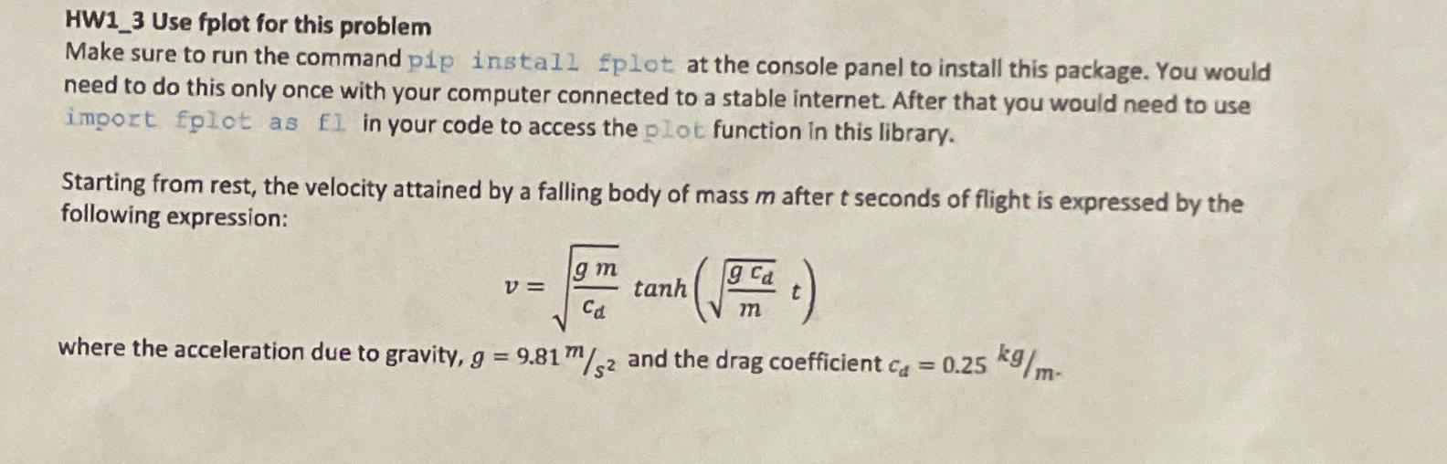  HW1_3 Use fplot for this problem Make sure to run the