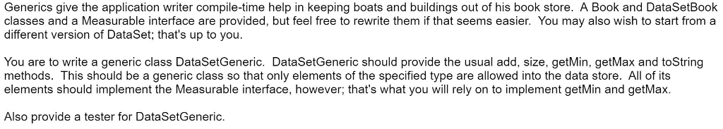 DatSetGeneric.java Please help me the java program? Here is the requirement: Here