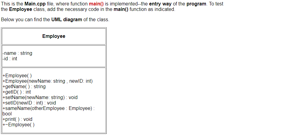 C++ Problem This is the Main.cpp file, where function main() is implemented--the