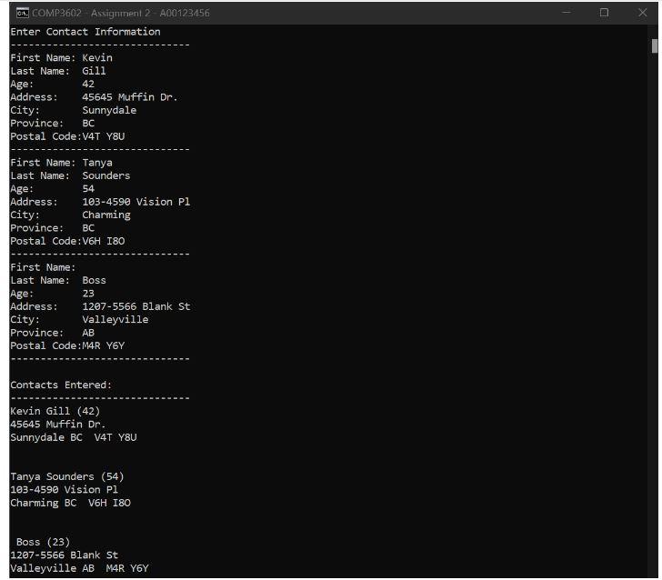 Write a console application that emulates the screen shot shown below. The