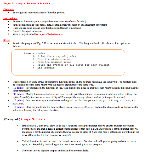 process 2DArrays. Be sure to document your code (add comments on top
