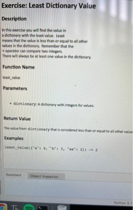  Description In this exercise you will find the value in a