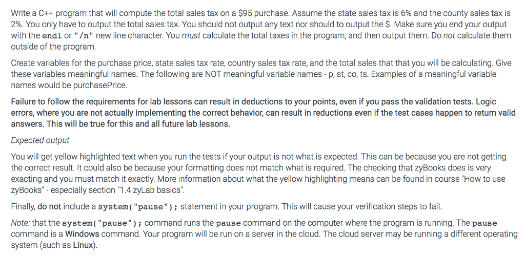 General overview Write a C++ program that will compute the total sales