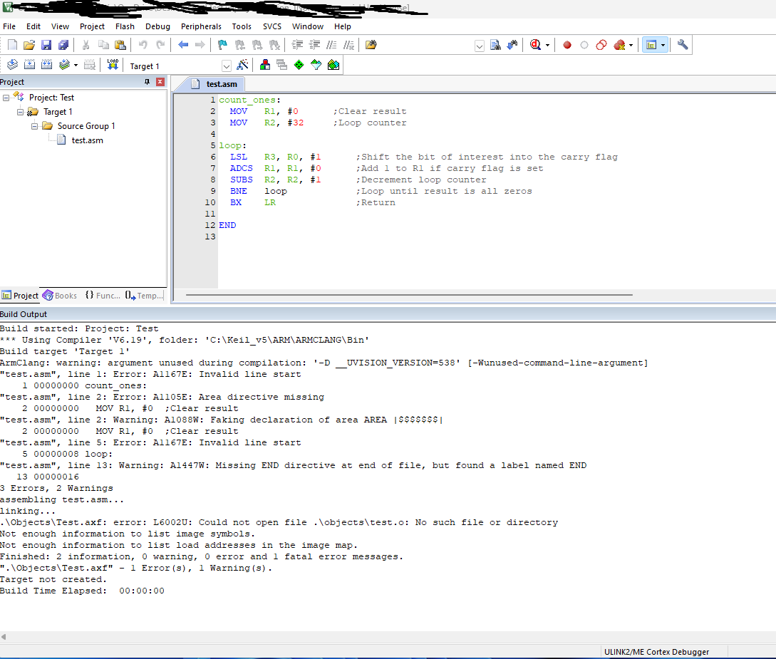 Having issues with Keil uVision5 I cannot get my code to build.