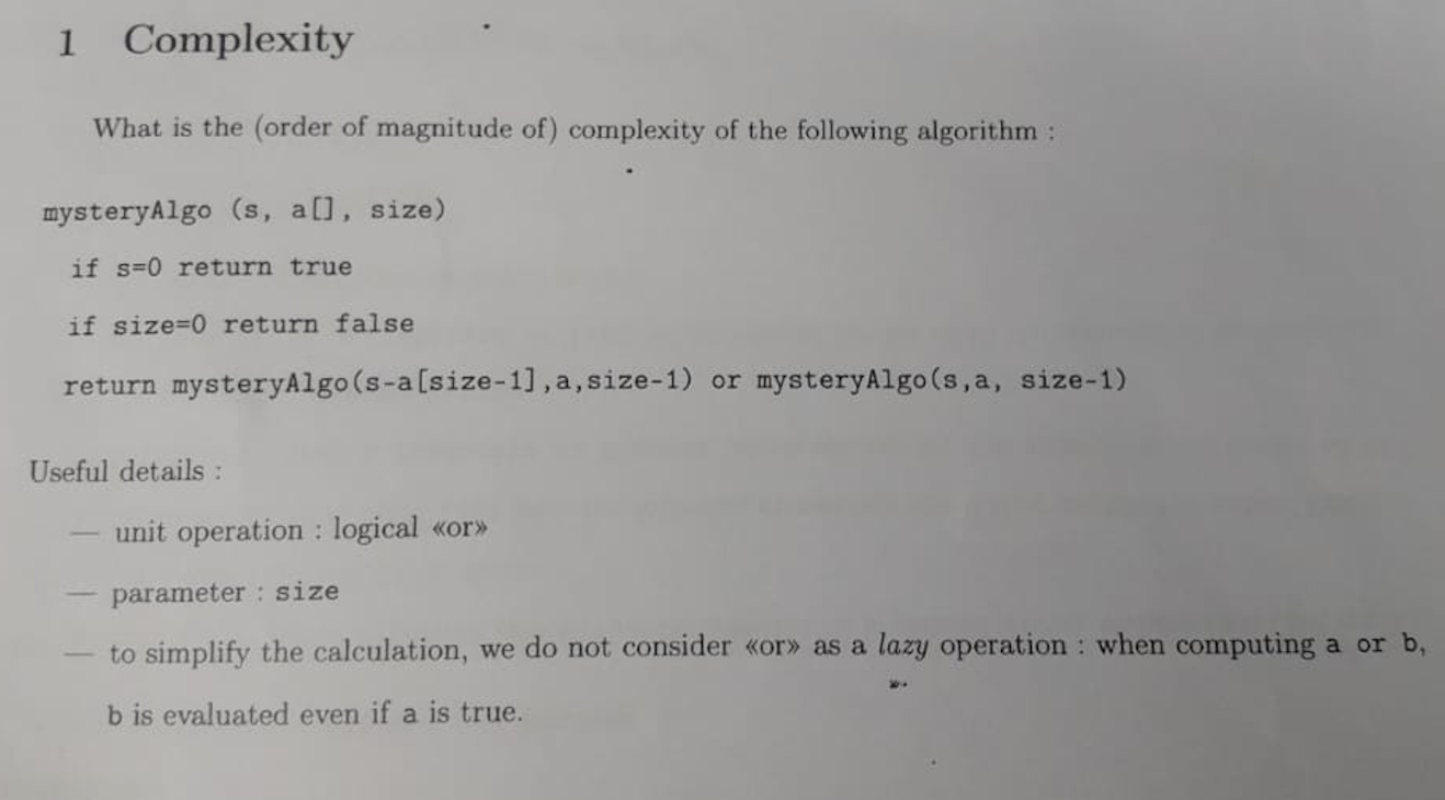 Complexity Advanced algorithms exercise 1 Complexity What is the order of magnitude