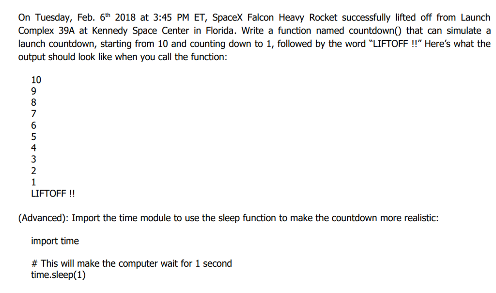 Please use Python Please use Python On Tuesday, Feb. 6th 2018 at