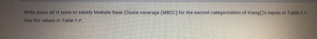  Write down all 1s tests to satisfy Multiple Base Choice coverage