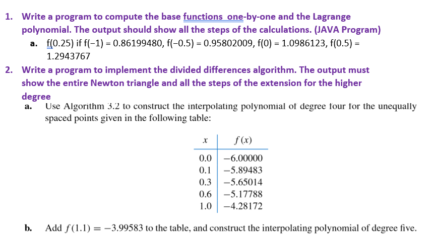  Write a program to compute the base functions one-by-one and the