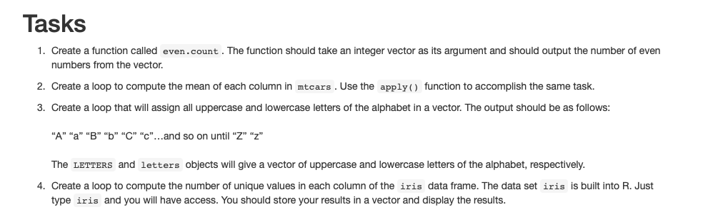 Please help with #'s 3&4 Tasks 1. Create a function called