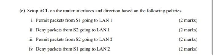 on the router interfaces and direction based on the following policies i.