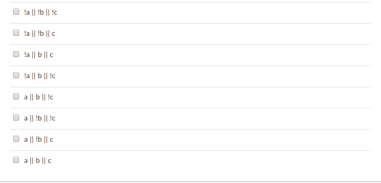 Boolean expressions that represents the table above. Select all of the sum