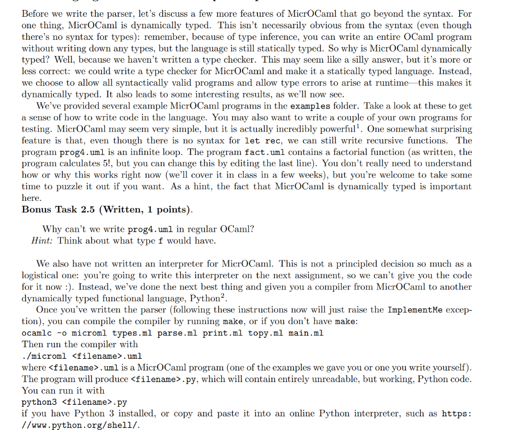  Before we write the parser, let's discuss a few more features
