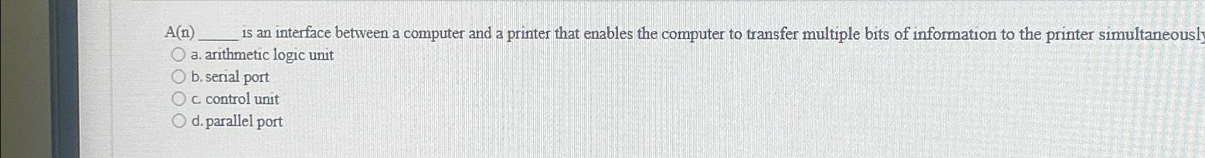  A(n) is an interface between a computer and a printer that