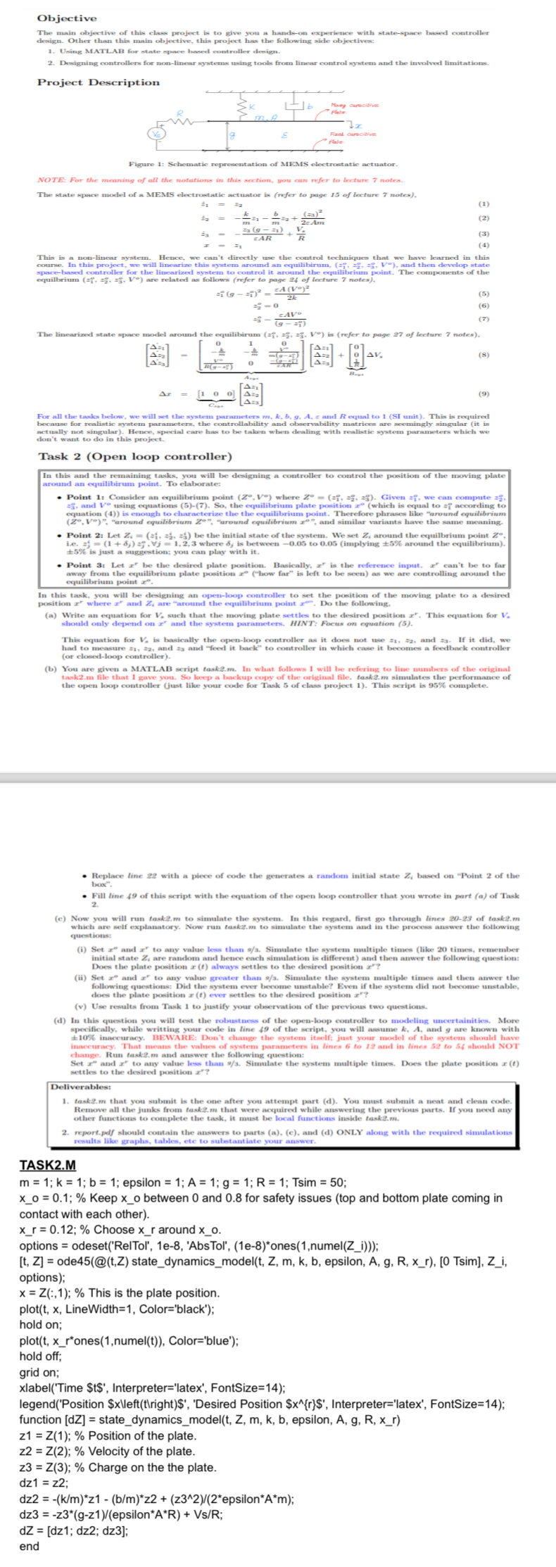  Please solve below questions and Write the MATLAB code for TASK