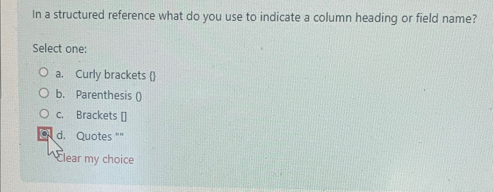  In a structured reference what do you use to indicate a